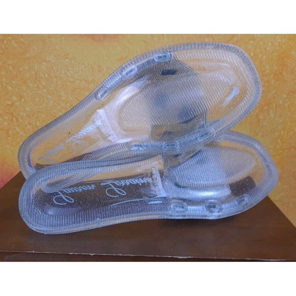 NIB‎ Lauren Lorraine Silver Clear Bianca Sparkle Rhinestone Slides Size 9.5 M095